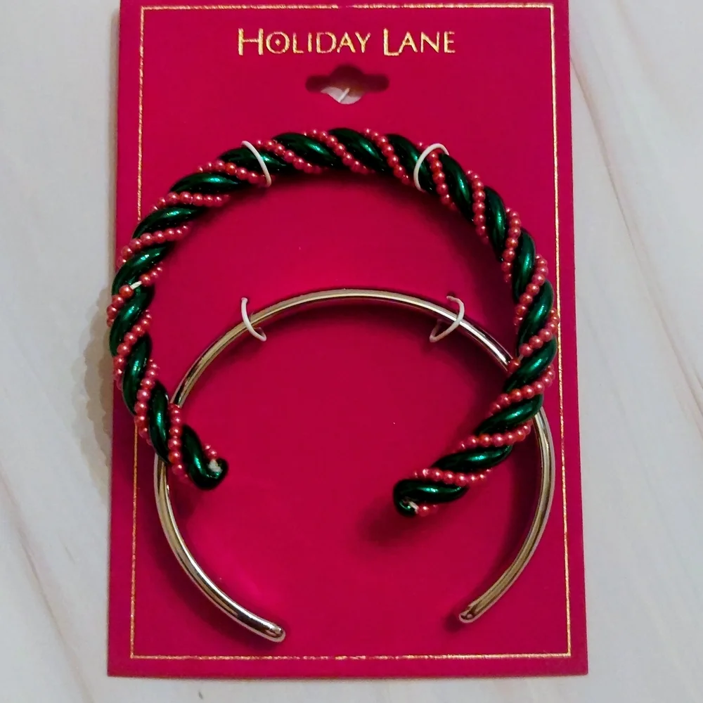 Holiday Lane Braclets Green & Red And Silver - Picture 2 of 4